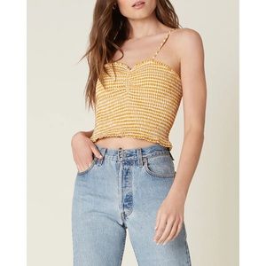 BB Dakota “Hello Sunshine” Smocked Crop Tank Top